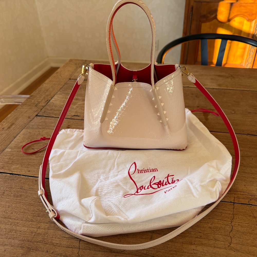 Christian Louboutin Mini Cabarock Snakeskin Embossed Patent Leather Tote